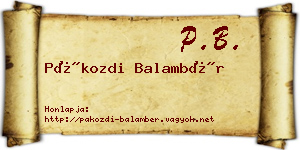 Pákozdi Balambér névjegykártya